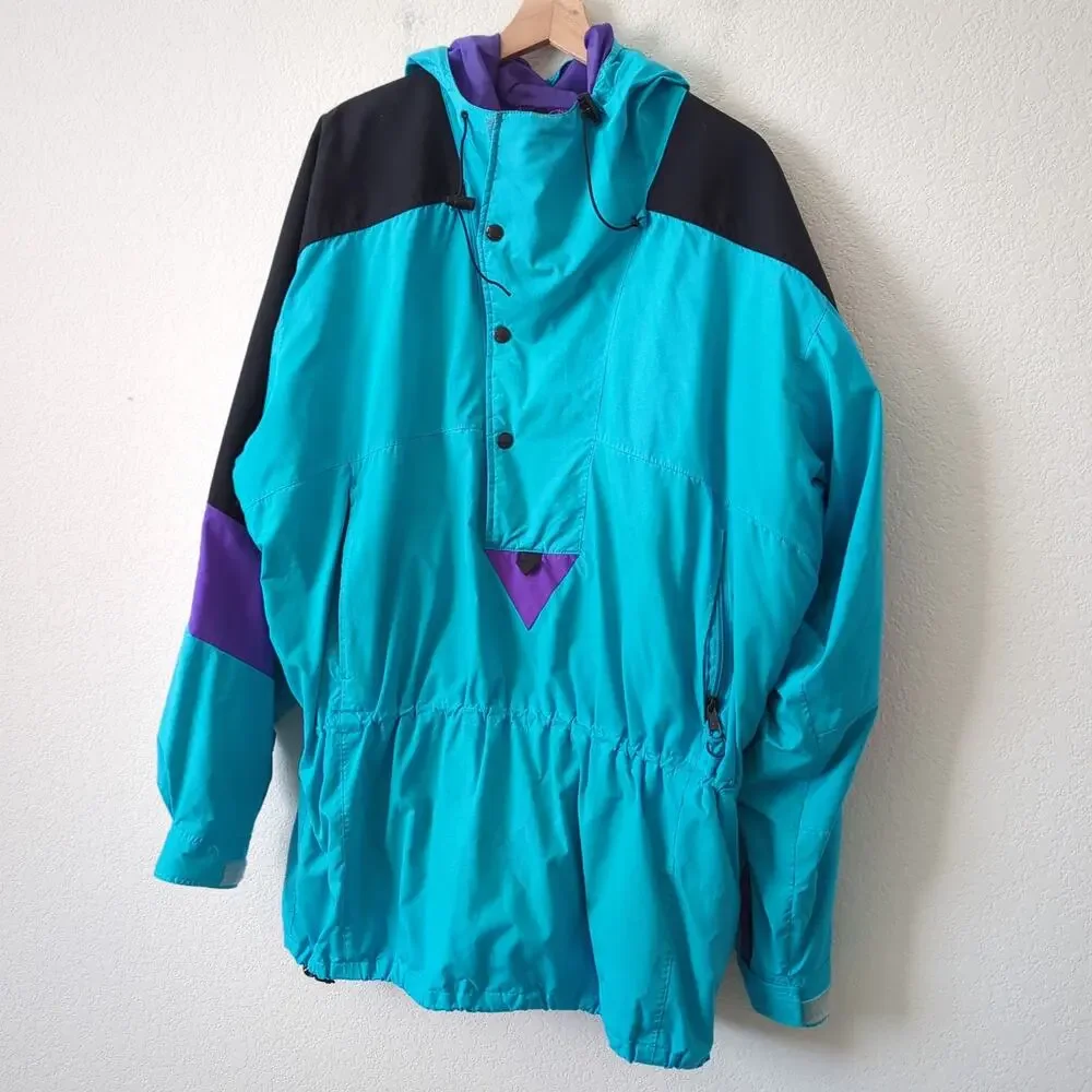 VTG 90s The North Face Extreme Anorak‎ Long Cinch Jacket Blue Hooded Men's XL